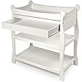 Sleigh-style White Changing Table with Drawer