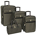 London Fog Signature Black/ Taupe 4-piece Luggage Set