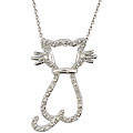 Sterling Silver 1/10ct TDW Diamond Cat Necklace