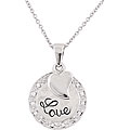 Sterling Silver 1/10ct TDW Diamond 'Love' Medallion Necklace