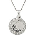 Sterling Silver 1/10ct TDW Diamond 'Believe' Medallion Necklace