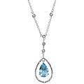 Sterling Silver Created Blue Spinel 1/10ct TDW Diamond Necklace