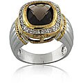 Silver and 18k Gold Smokey Quartz/ 1/10ct TDW Diamond Ring