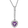 Sterling Silver Amethyst/ 1/10ct TDW Diamond Heart Necklace