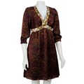 OC by Oleg Cassini Women's Long-sleeve Kimono Silk Dress