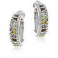 Sterling Silver Gemstone Semi-hoop Earrings