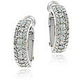 Sterling Silver Blue Topaz and Diamond Accent Semi-hoop Earrings