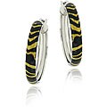 Sterling Silver Tiger Design Hoop Earrings