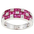 18k White Gold Ruby and 1/10ct TDW Diamond Ring (Size 7)