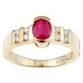 14k Yellow Gold Ruby and 1/5ct Diamond Ring (Size 6.75)