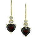 10k Yellow Gold Garnet and Diamond Earrings