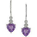 10k White Gold Amethyst and Diamond Earrings