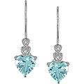 10k White Gold Blue Topaz and Diamond Earrings