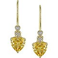 10k Yellow Gold Citrine and Diamond Earrings