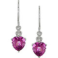 10k White Gold Pink Topaz and Diamond Earrings
