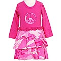 Sophias Style Girl's Pink Camo Peace Dress