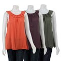 AtoZ Women's Gathered Round-neck Top