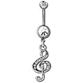 Surgical Steel Crystal G-clef 14-gauge Belly Ring