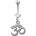Surgical Steel 'Ohm' Cubic Zirconia Dangling Navel Ring