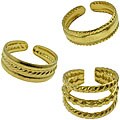 Sterling Silver Goldplated Embellished Toe Rings (Set of 3)