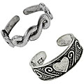 Sterling Silver Decorated Toe Rings (Set of 2)