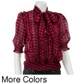 Simply Irresistible Women's Plaid Tie Neck Top