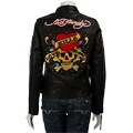 Ed Hardy Women's 'Love Kills Slowly' Leather Racing Jacket
