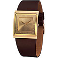 Police Elegant Goldtone Unisex Skyline Leather Strap Watch