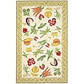 Hand-hooked 'Vegetables' Beige Cotton Rug (8' x 10')