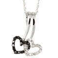 10k Gold 1/10ct TDW Black/ White Diamond Double-heart Necklace