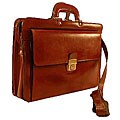 Bond Street Lockable Top Zip Brown Leather Briefcase