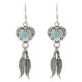 Sterling Silver and Turquoise 'Heart and Feather' Earrings
