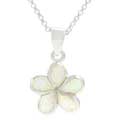 Sterling Silver Created White Opal 'Plumeria' Necklace