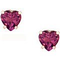 10k White Gold Amethyst Heart Stud Earrings