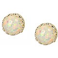 14k White Gold Round Synthetic Opal Earrings
