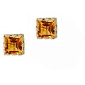 14k White Gold Citrine Square-shape Stud Earrings