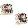 14k White Gold Mystic Fire Topaz Stud Earrings