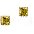 14k White Gold Peridot Crown Stud Earrings
