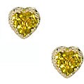 14k White Gold and Peridot Heart Crown Earrings