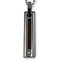 Stainless Steel and Wood Cubic Zirconia Stick Necklace