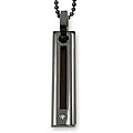 Stainless Steel and Wood Cubic Zirconia Stick Necklace