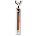 Stainless Steel Wood and Cubic Zirconia Necklace