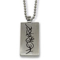 Stainless Steel Etched Tribal Lizard Dog Tag Necklace
