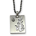 Stainless Steel Carved Tribal Fire Dog Tag Necklace
