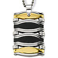 Goldplated Stainless Steel and Black Rubber Necklace