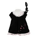 Little Bitty Newborn Girls' Velour with Lace Trim Dress