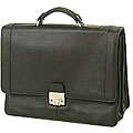 Black Leather Pewter Hardware Flapover Laptop Case