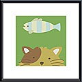Yuko Lau 'Peek-a-Boo II Cat' Metal Framed Art Print