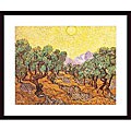 Van Gogh 'Olive Trees with Yellow Sky and Sun' Wood Framed Art