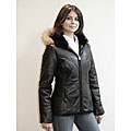 Izod Women's Lambskin Hooded Puffer Jacket